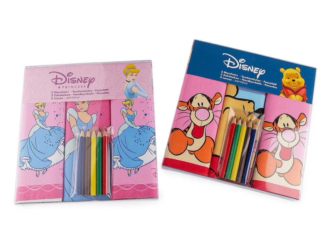 Dětské kapesníky Disney s pastelkami, velké, 2 mix medvídek Pú
