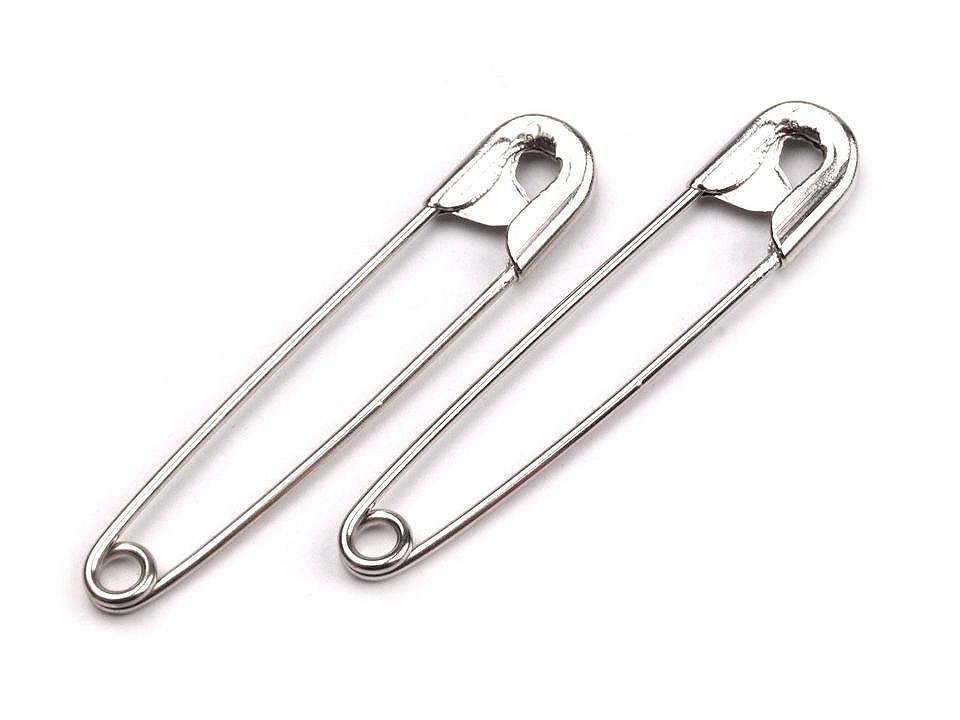 Safety pins length 34 mm, nickel, 50 bunch