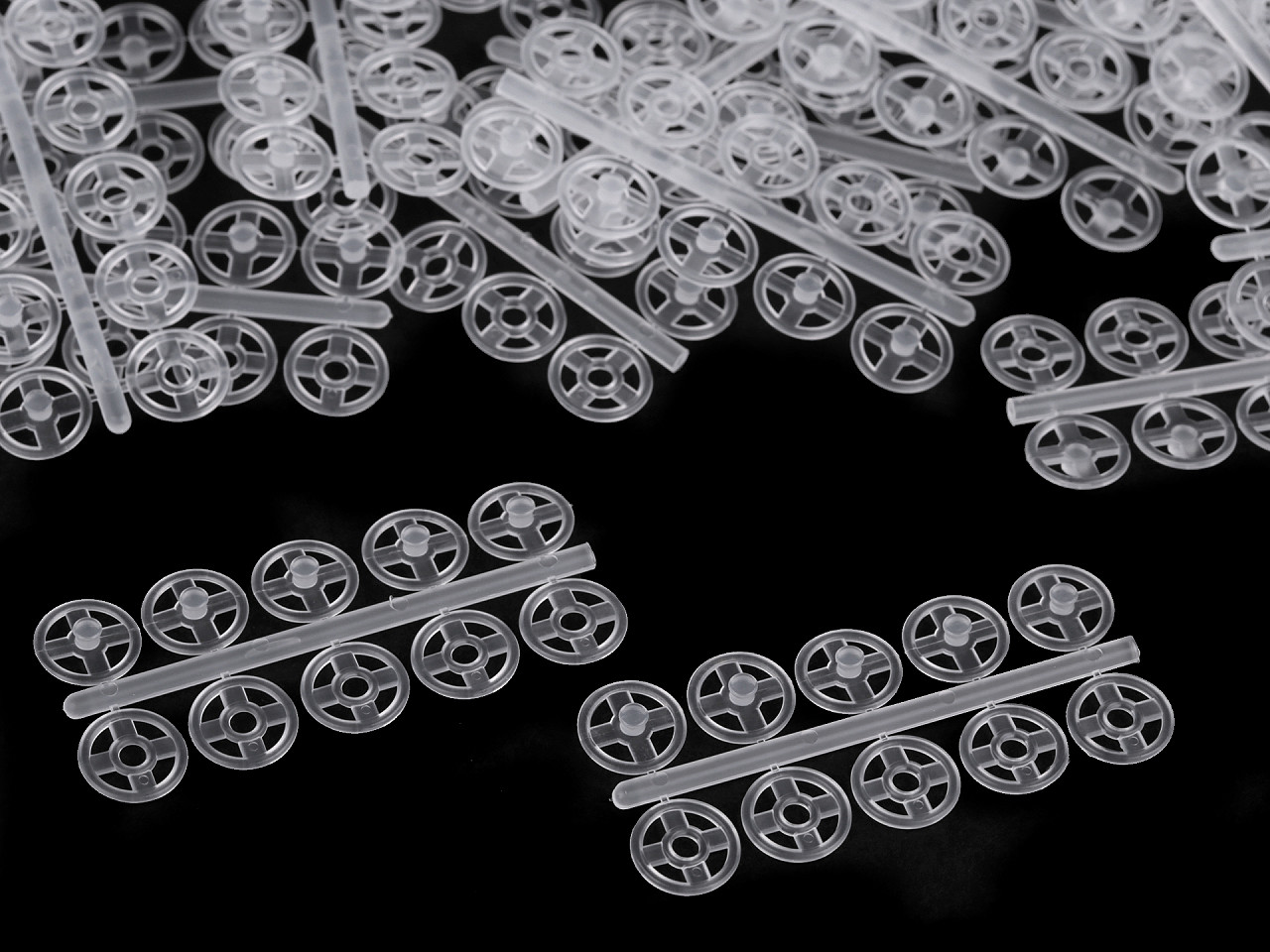 Plastové patentky / stiskací knoflíky Ø7-15 mm, malé, 15 mm transparent