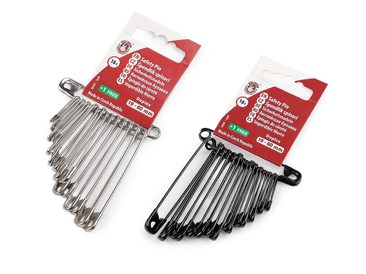 Spínací špendlíky mix velikostí, střední, 2 černá