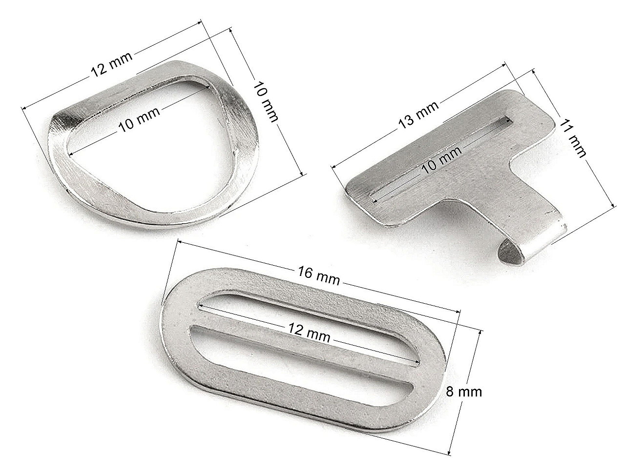 Zapínání na motýlka ocelové, sada 3 páry, malé, barva nikl