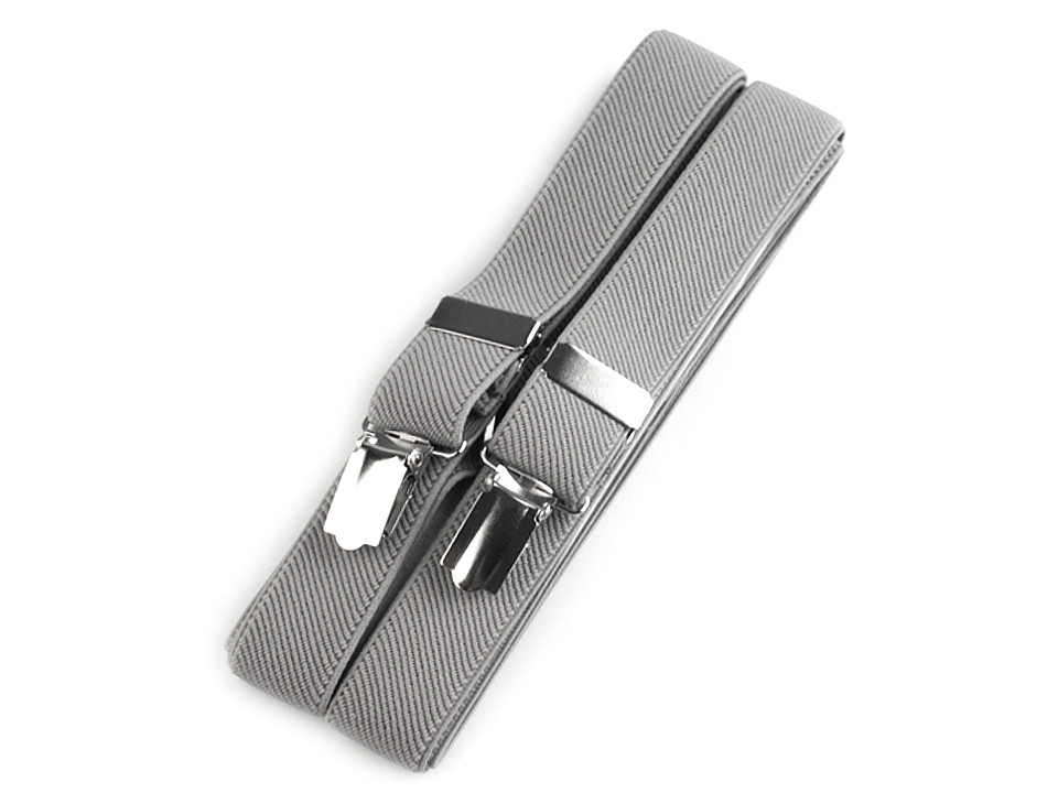 Trouser Braces / Suspenders, X-Back, width 2.5 cm length 125 cm, gray dove, 1 pc