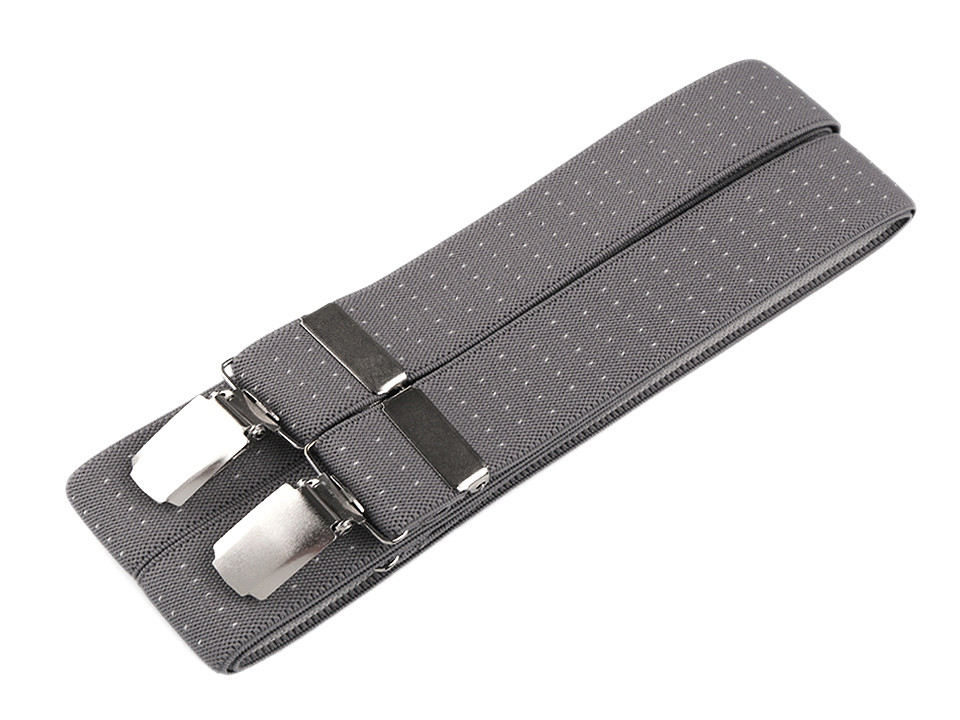 Trouser Braces / Suspenders, X-Back, width 3 cm length 125 cm, gray paloma, 1 pc