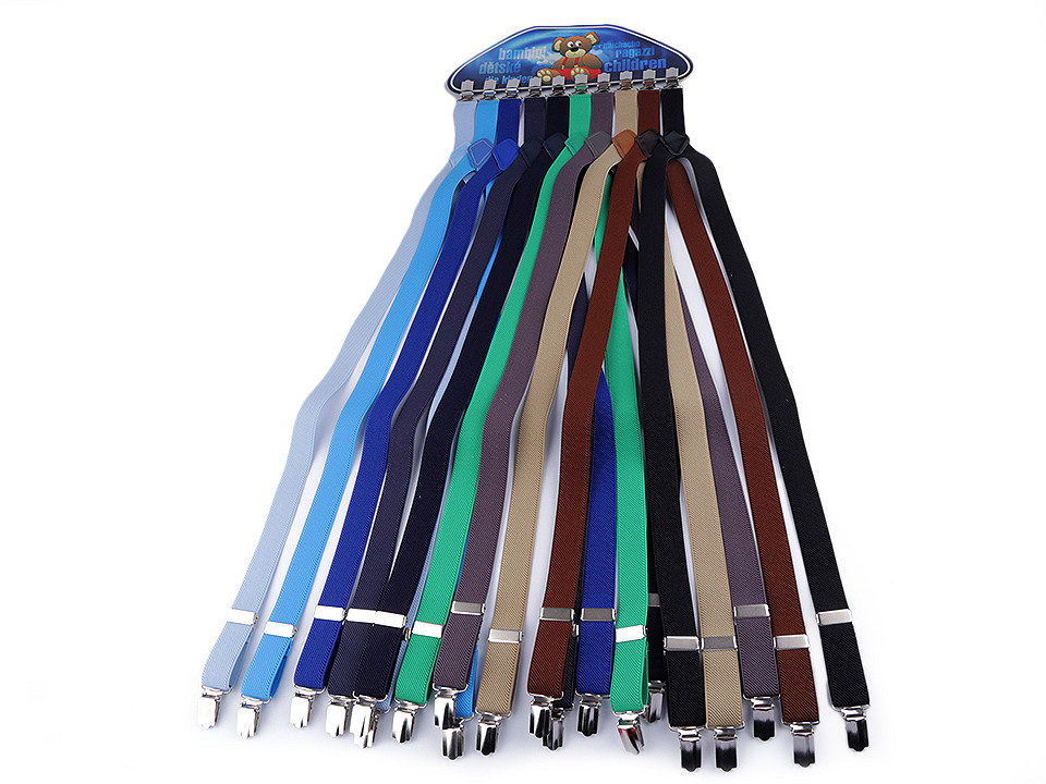 Children Trouser Bracers / Suspenders Y-back, one-colour, mix, 10 pcs