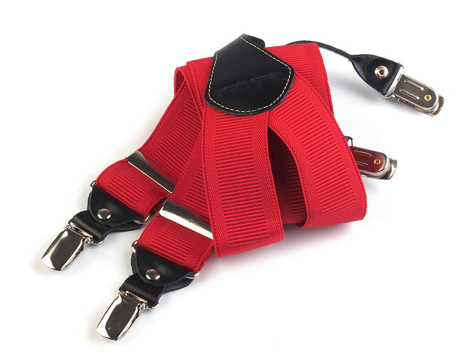 Double-fastening suspenders in a box, red, 1 pc