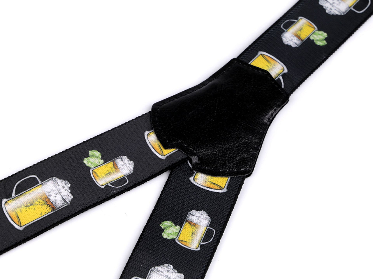 Trouser Braces / Suspenders, Beer, width 4 cm length 120 cm, black, 1 pc