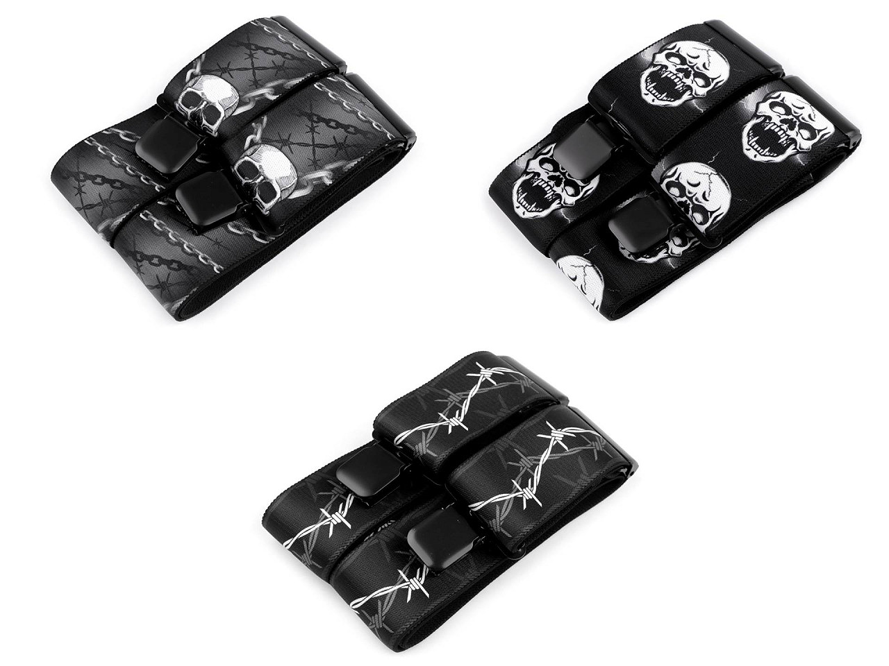 Šle motorkářské šíře 5 cm délka 120 cm, velké, 3 (515) černá lebka