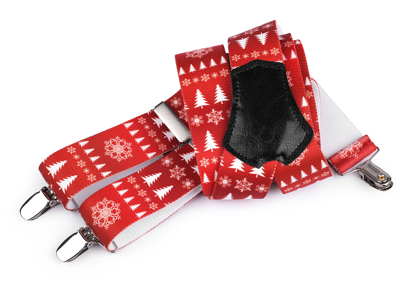 Bretele elastice de Crăciun, lățime 3,5 cm, lungime 120 cm, roșii, 1 buc.