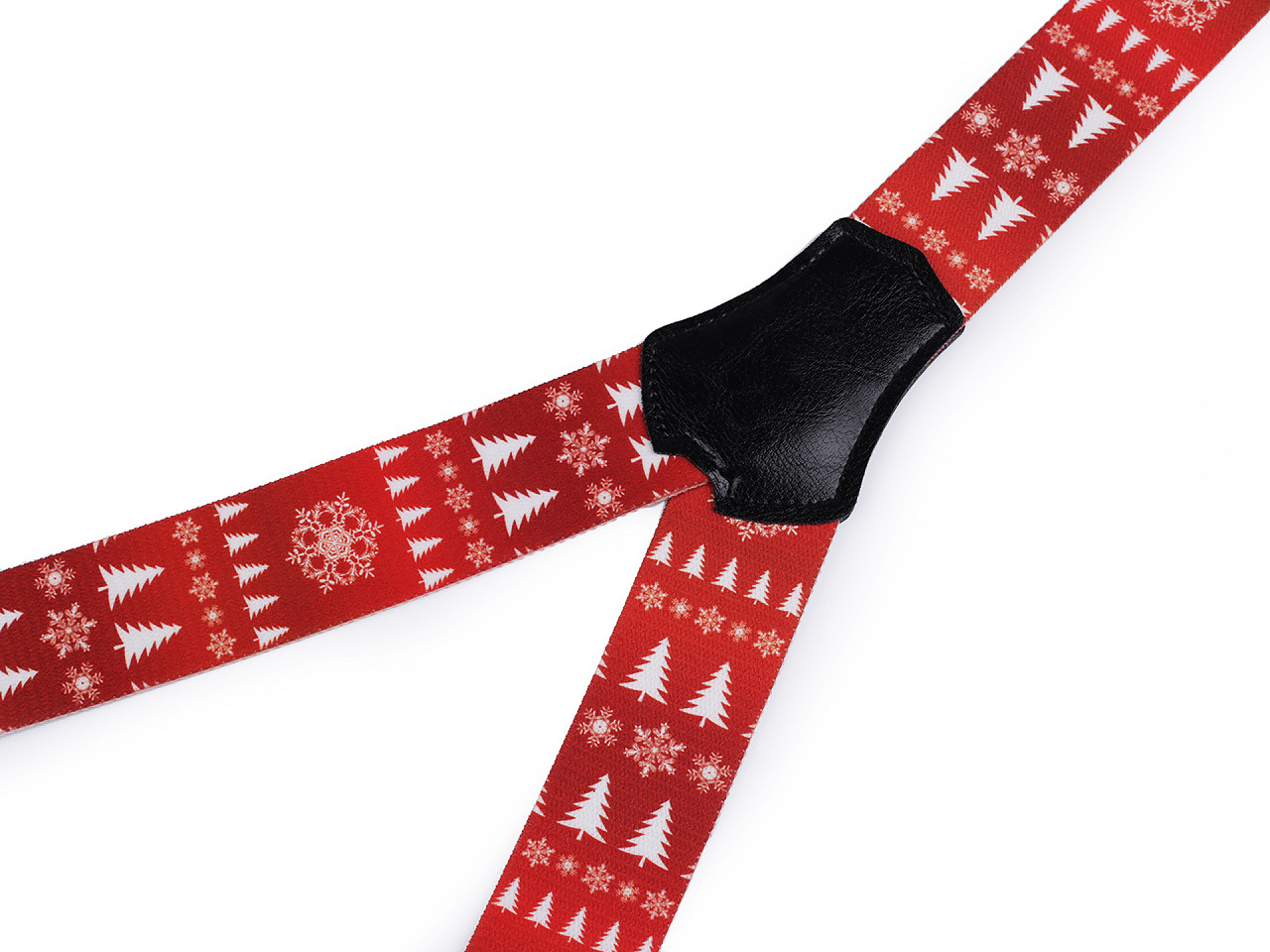 Bretele elastice de Crăciun, lățime 3,5 cm, lungime 120 cm, roșii, 1 buc.