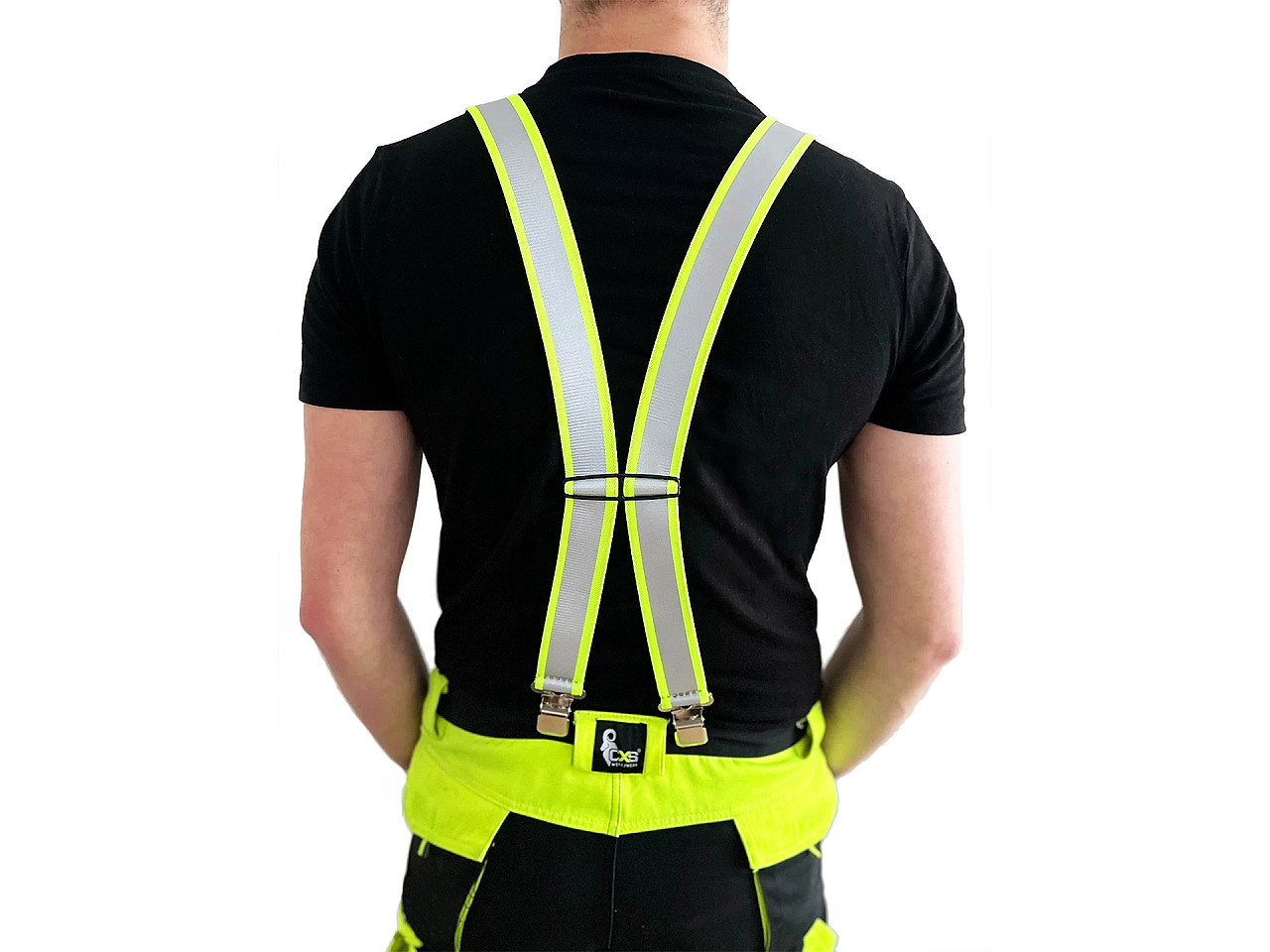 Suspenders reflective massive width 4 cm length 120 cm, yellow, 1 pc