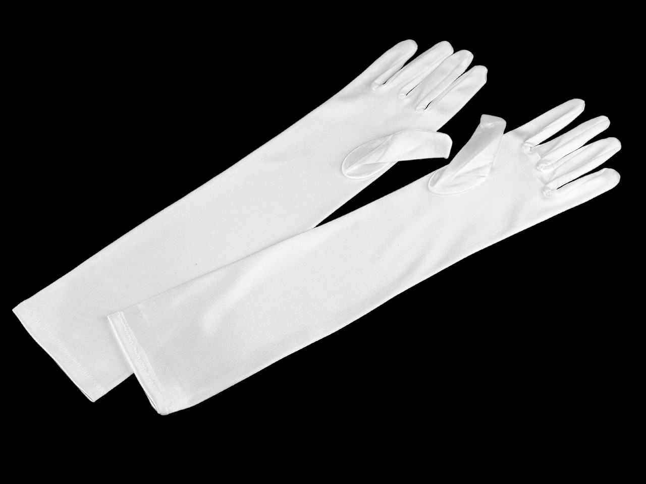 Mănuși lungi de satin, albe, 12 perechi