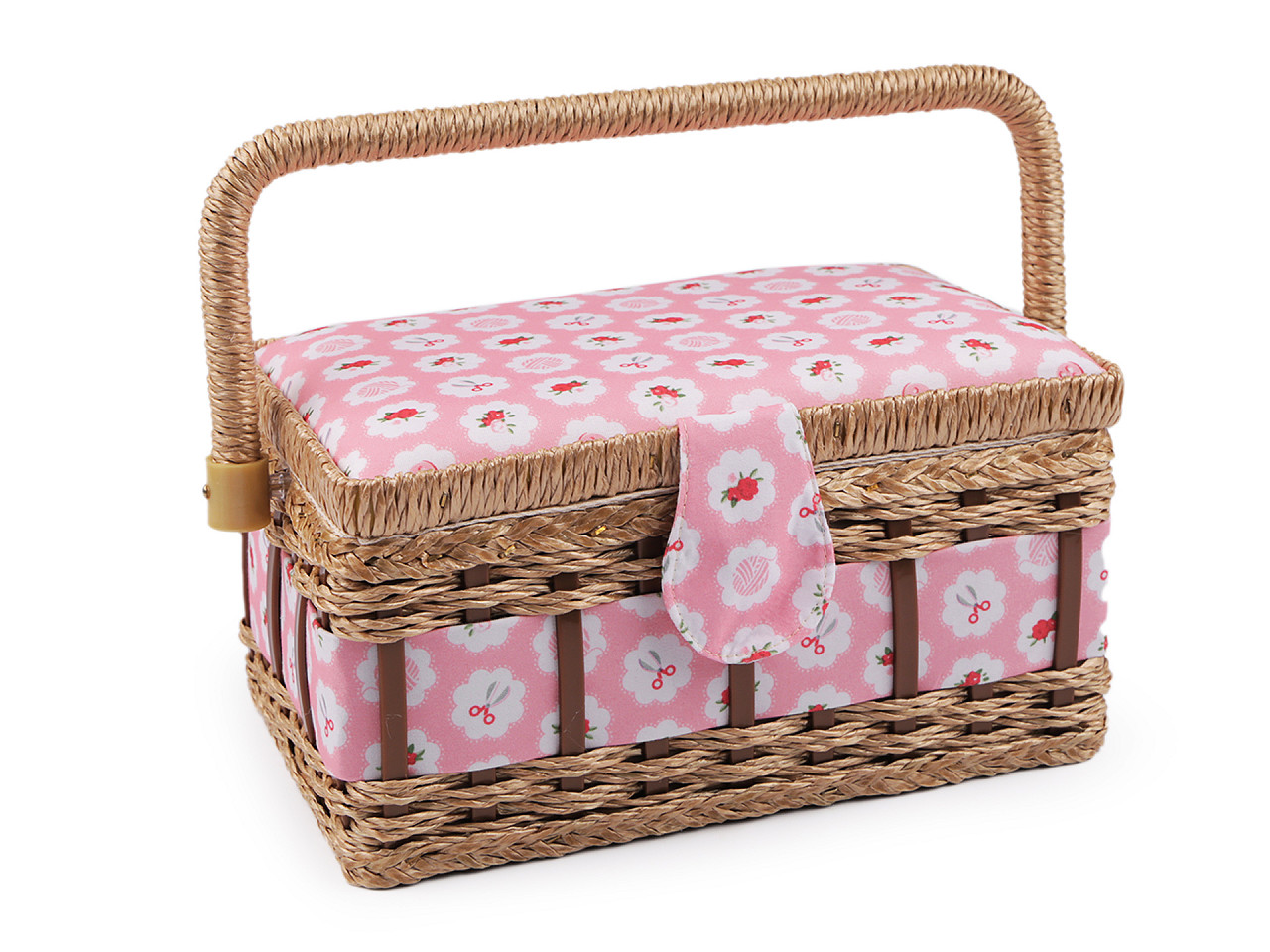 Sewing basket / case upholstered, pink, 1 pc