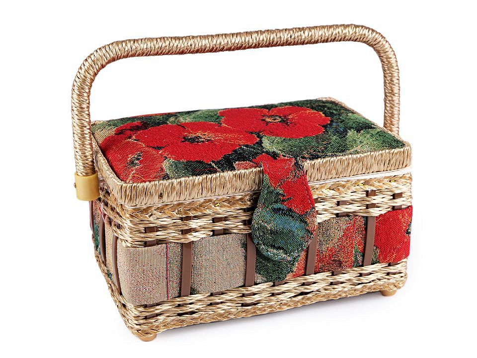 Sewing basket / box upholstered, red, 1 pc