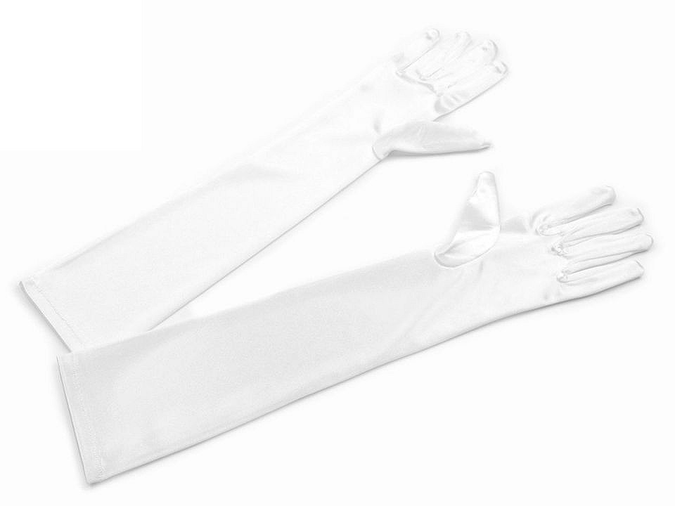 Mănuși lungi de satin pentru ocazii speciale, albe, 1 pereche