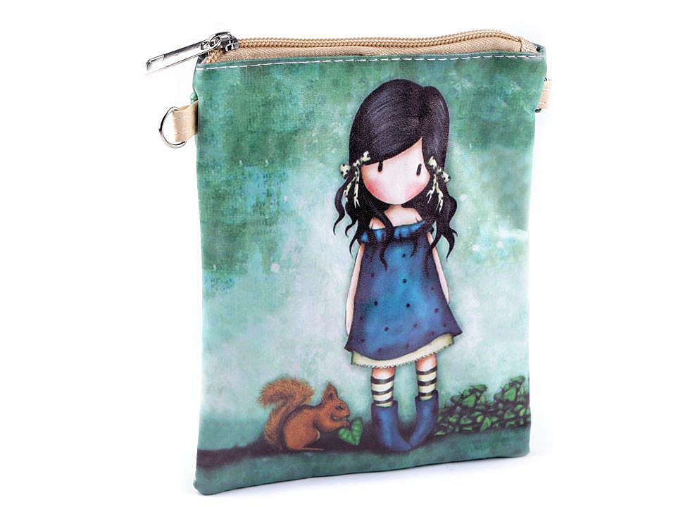 Mädchenhandtasche 15x18,5 cm mit Aufdruck, smaragdgrün, 1 Stk.