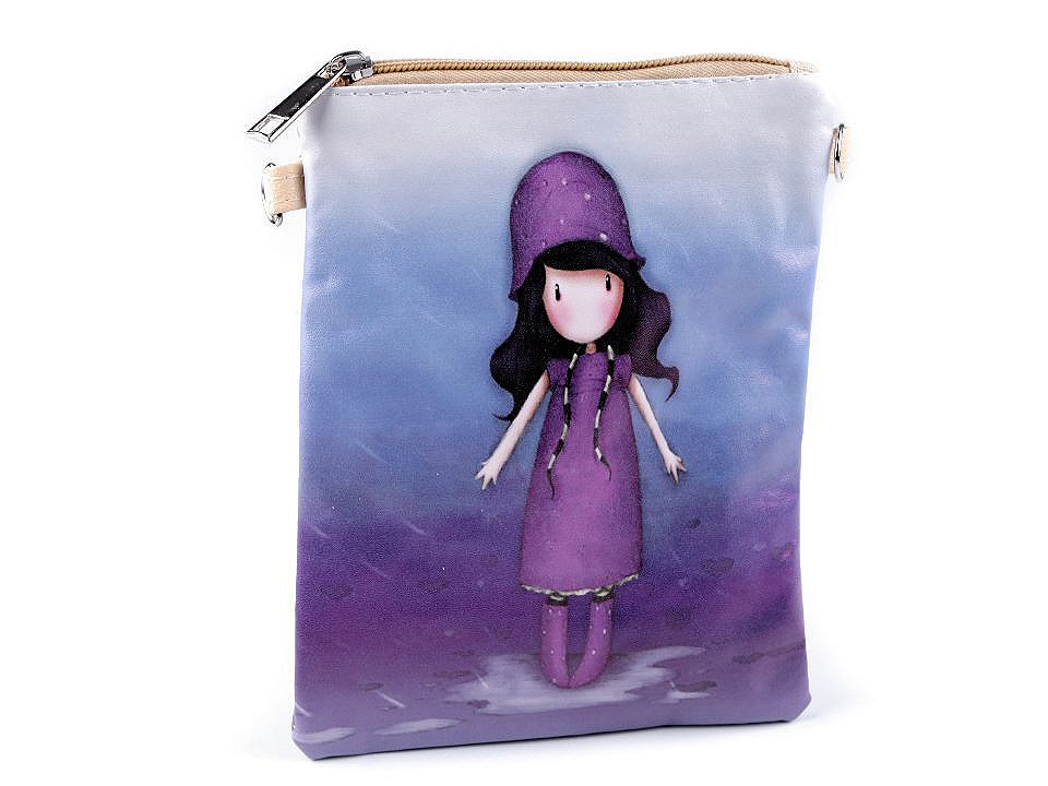 Girls' handbag 15x18.5 cm with print, purple, 1 pc