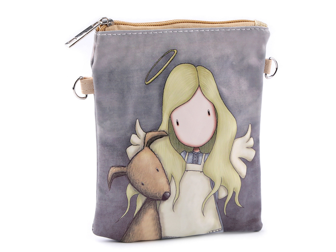 Mädchenhandtasche 15x18,5 cm mit Aufdruck, grau, 1 Stk.