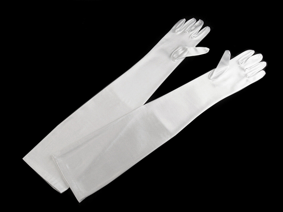 Mănuși lungi de satin pentru ocazii speciale, 55 cm , albe, 1 pereche