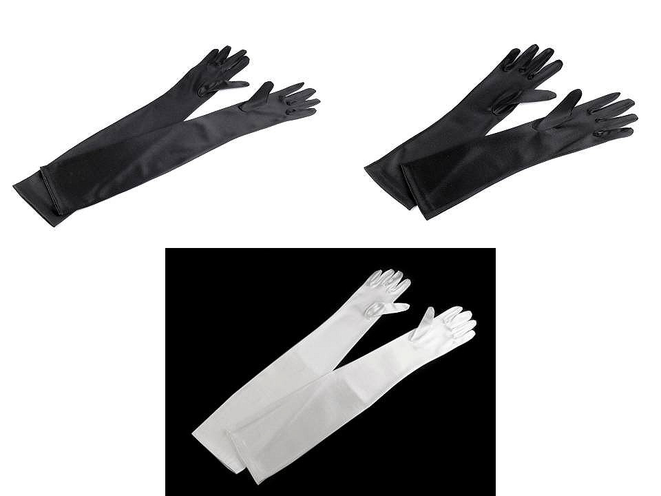 Dlouhé společenské rukavice saténové, střední, 2 (35 cm) černá