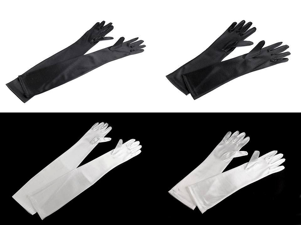 Dlouhé společenské rukavice saténové, střední, 4 (35 cm) bílá