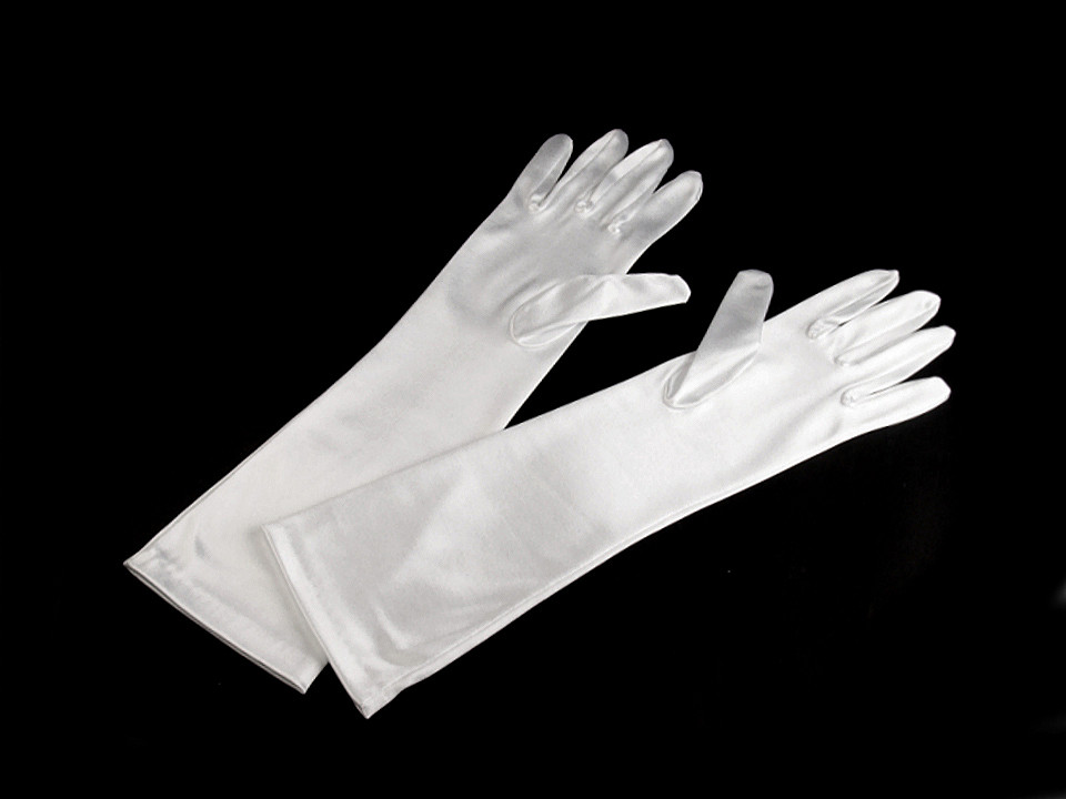 Mănuși lungi de satin pentru ocazii speciale, 35 cm , albe, 1 pereche