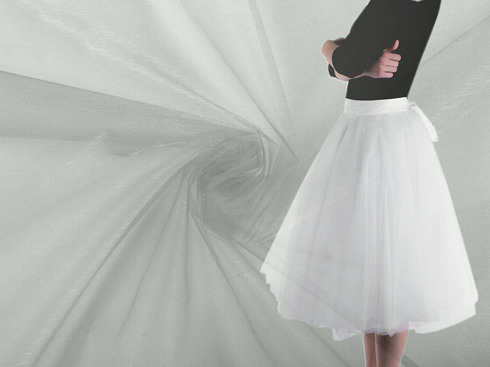 Organza tuhá dekorační, střední, 1 bílá