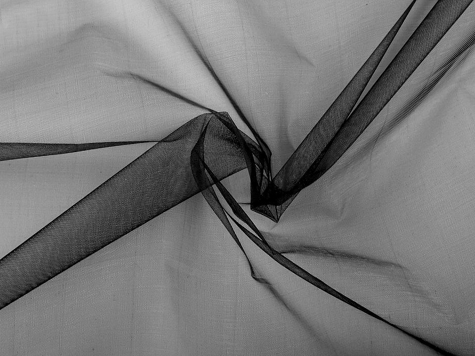 Organza stiff decorative, black, 1 m