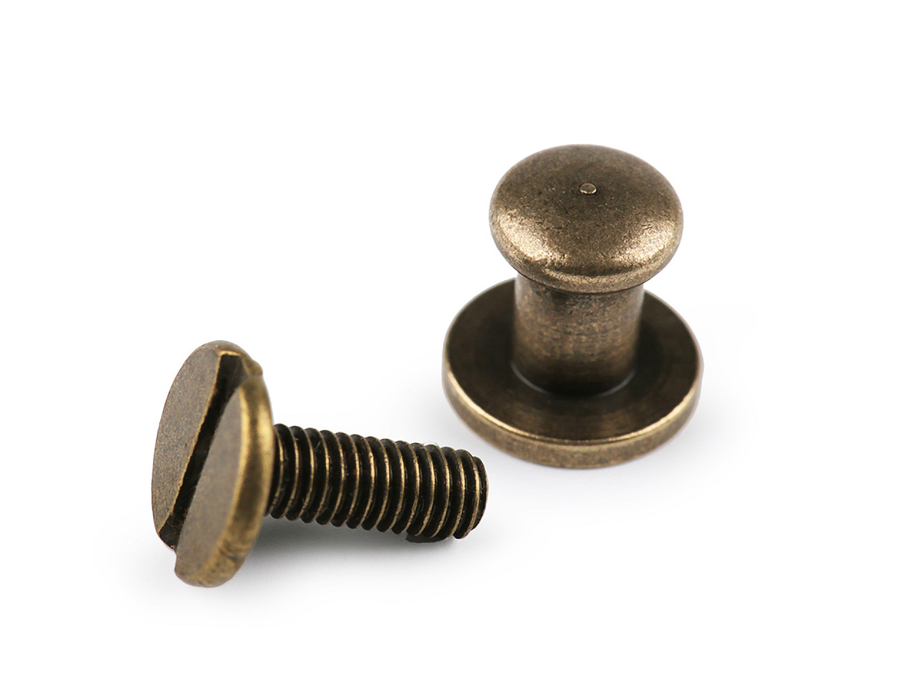 Saddler's screw rivet Ø6 mm x 11 mm, old brass, 50 pairs