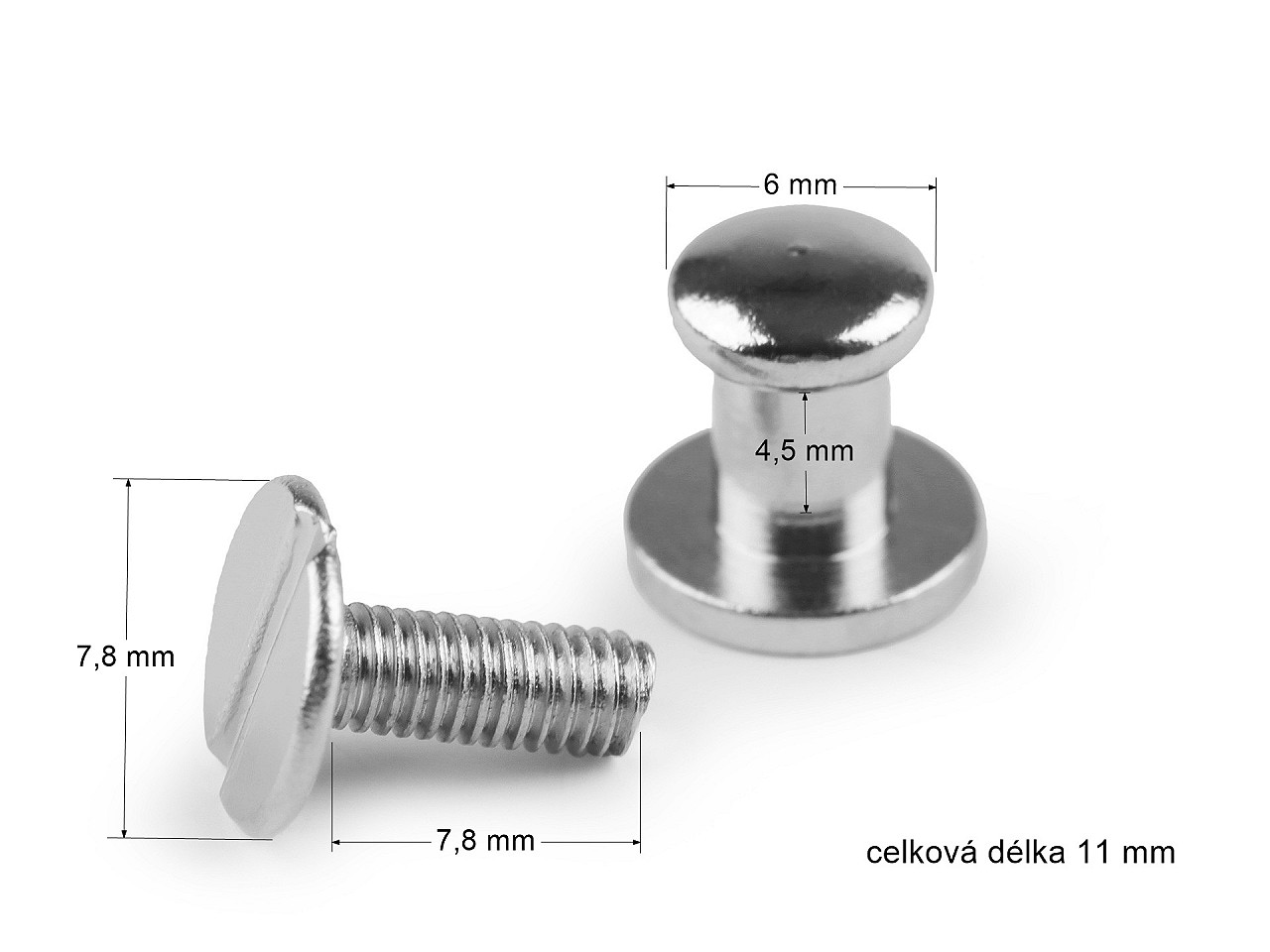 Butoni cu șurub pentru pielarie, Ø6 mm x 11 mm, alamă veche, 50 perechi