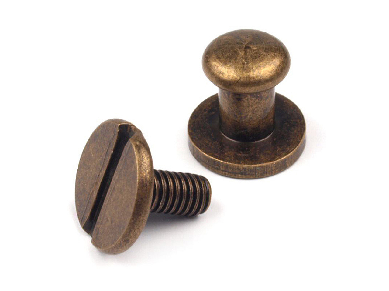 Saddlers screw rivet Ø6 mm x 9 mm, old brass, 50 pairs