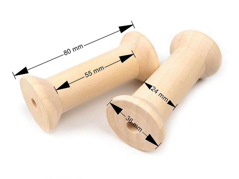 Holzspule 36x80 mm, natur hell, 10 Stk