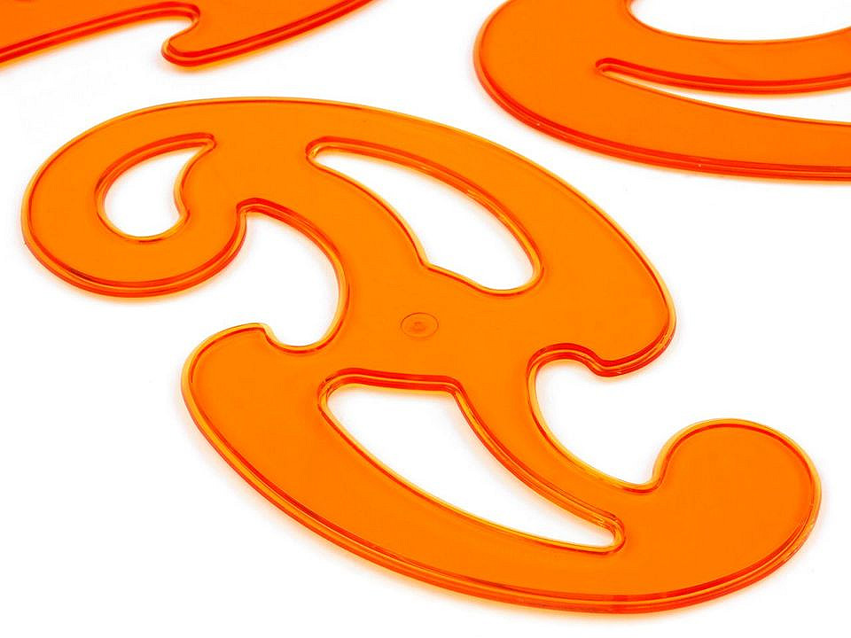 French Curve Set of 3 pcs, orange, 1 set