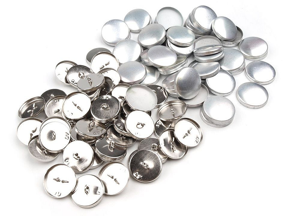 40 Full Metal Upholstery Button, Nickel, 100 Pack