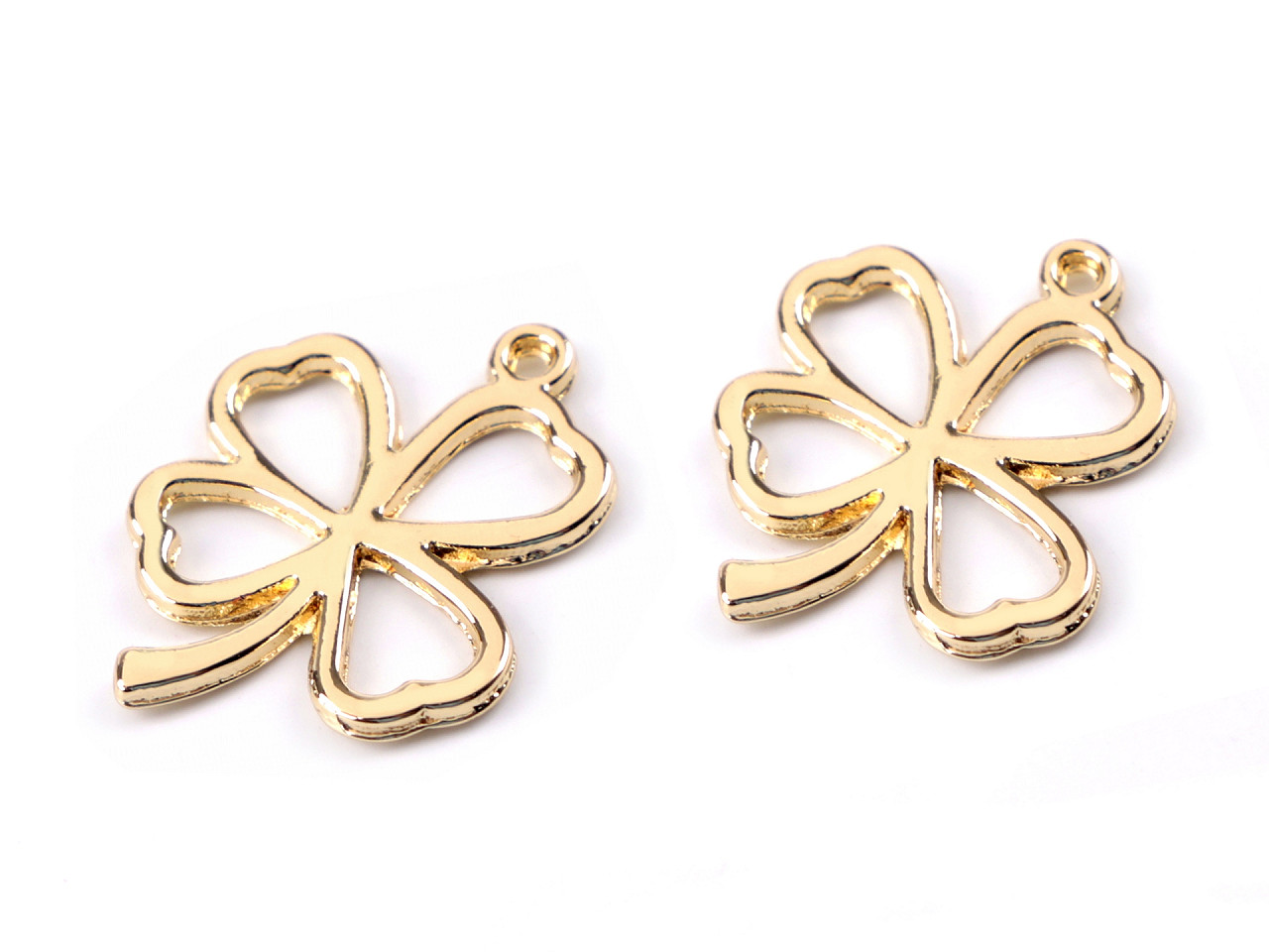 Four-leaf clover pendant 20x24 mm, gold, 10 pcs