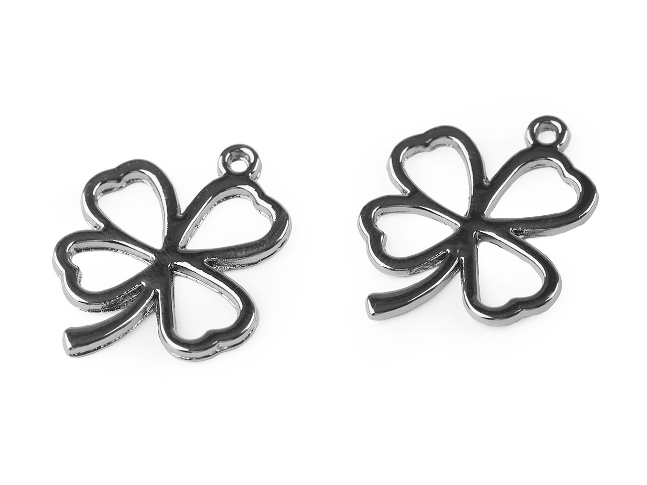 Four-leaf clover pendant 20x24 mm, dark platinum, 2 pcs