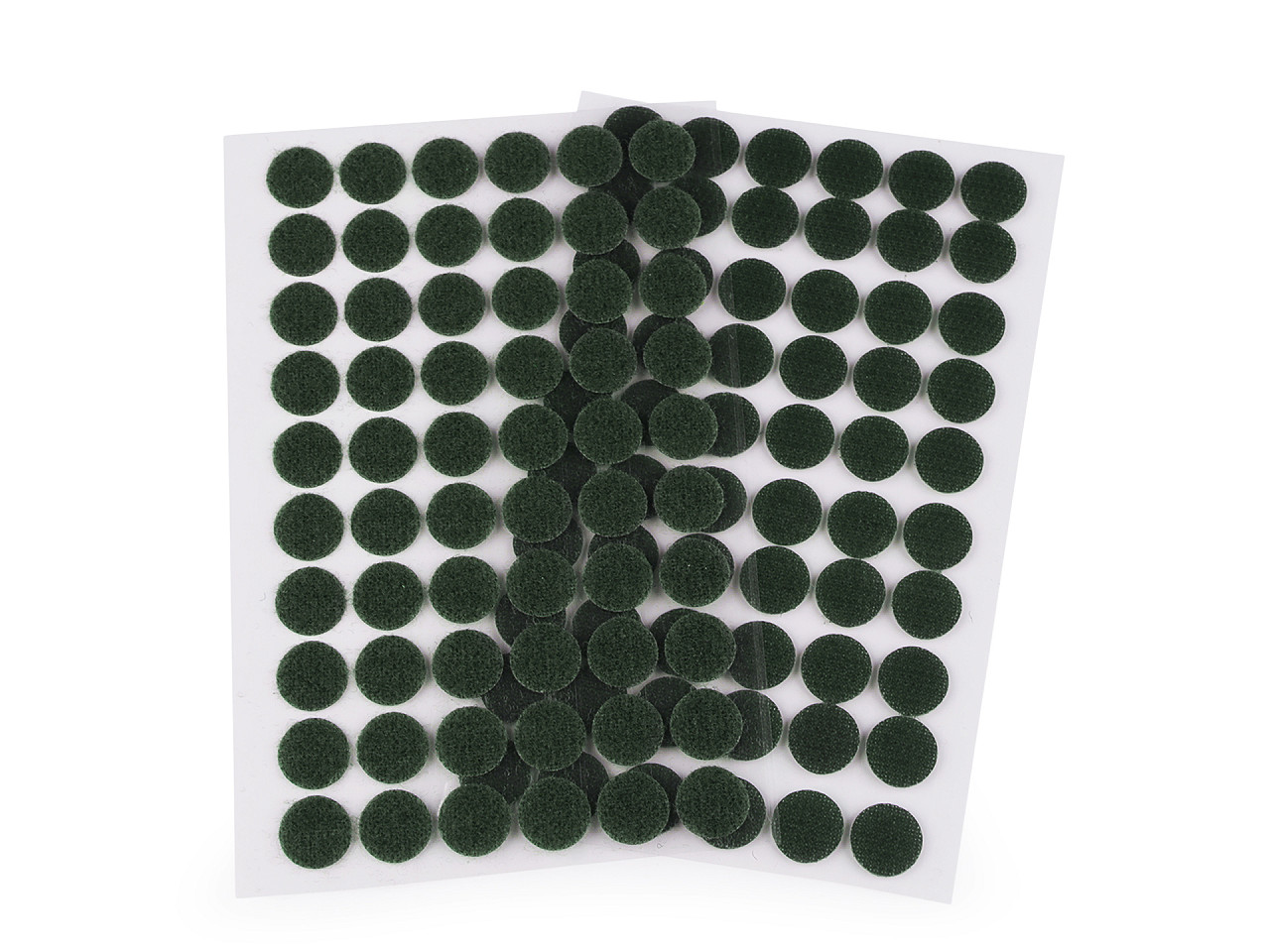 Self-adhesive Velcro dots Ø15 mm, dark green, 1 card