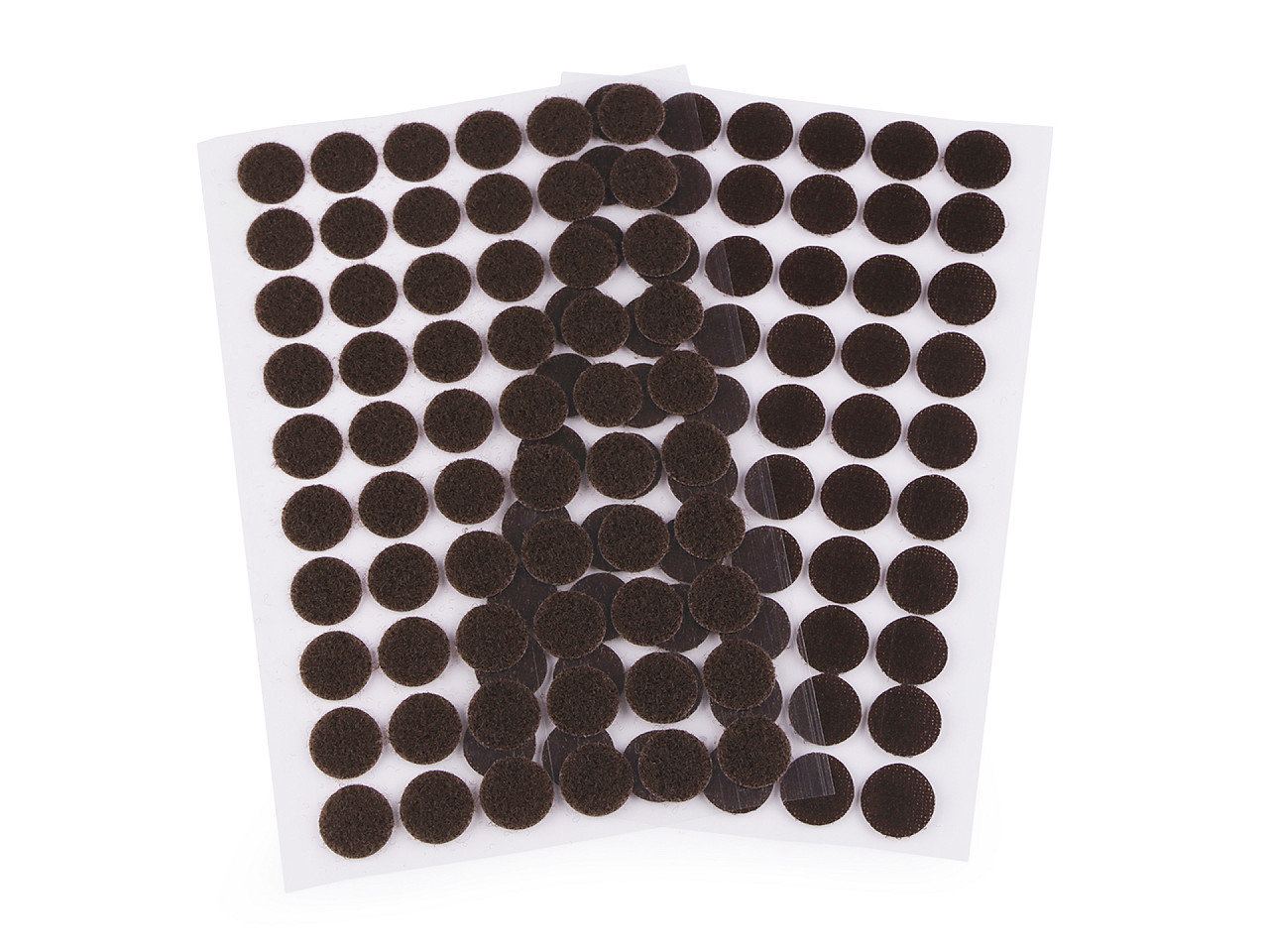 Self-adhesive Velcro dots Ø15 mm, dark brown, 1 card