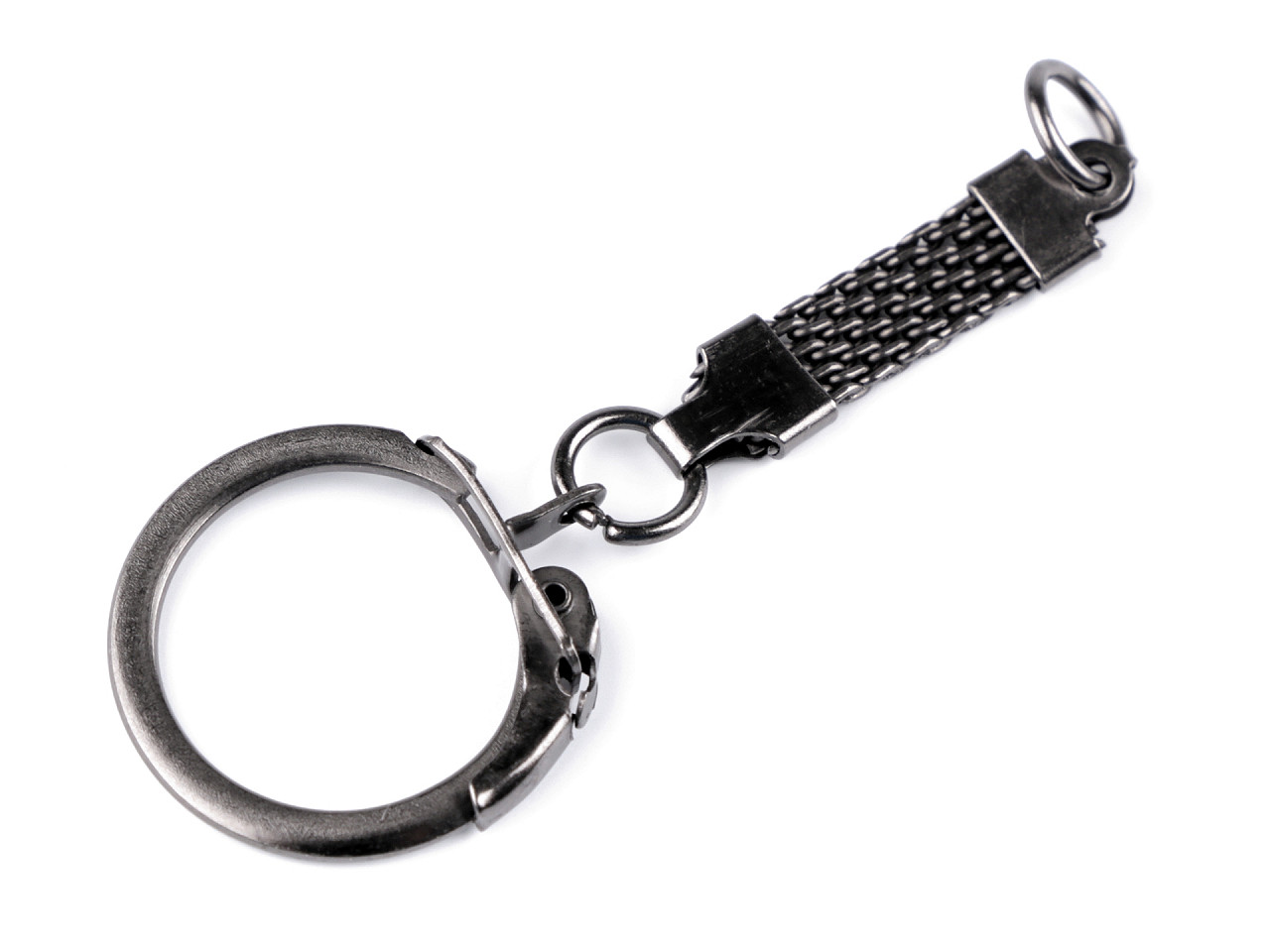 Keychain with carabiner and loop, black nickel, 200 pcs