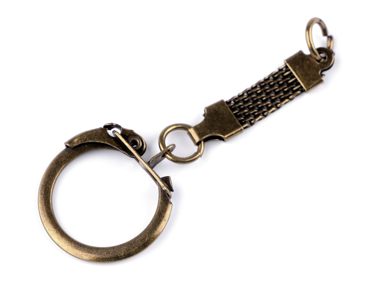 Keychain with carabiner and loop, antique brass, 200 pcs