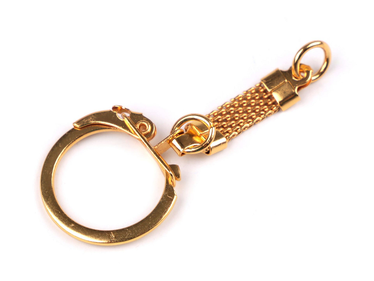 Keychain with carabiner and loop, gold, 5 pcs