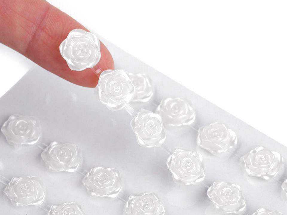 Samolepicí růže na lepicím proužku Ø11 mm, malé, 3 růžová střední