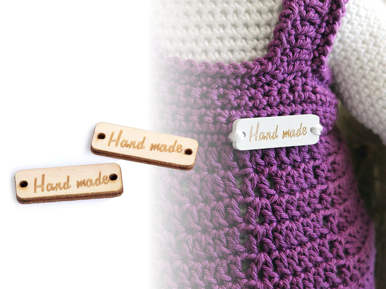 Dřevěná cedulka / ozdoba Handmade 10x30 mm, střední, 6 žlutá tmavá