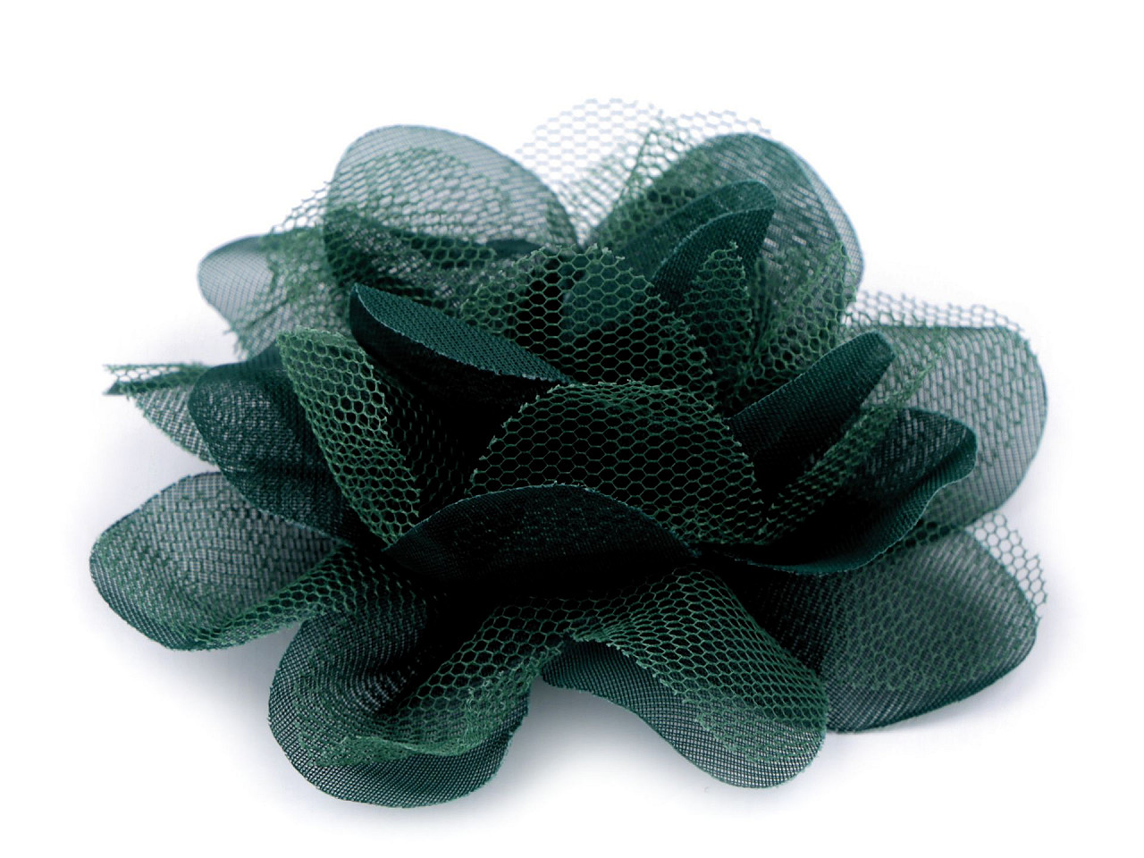 Chiffon flower Ø9 cm, dark green, 4 pcs