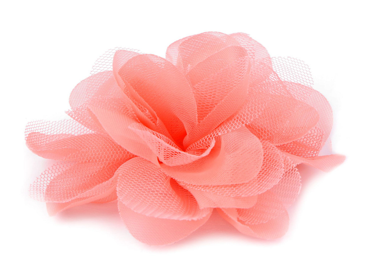 Chiffon flower Ø9 cm, salmon, 4 pcs