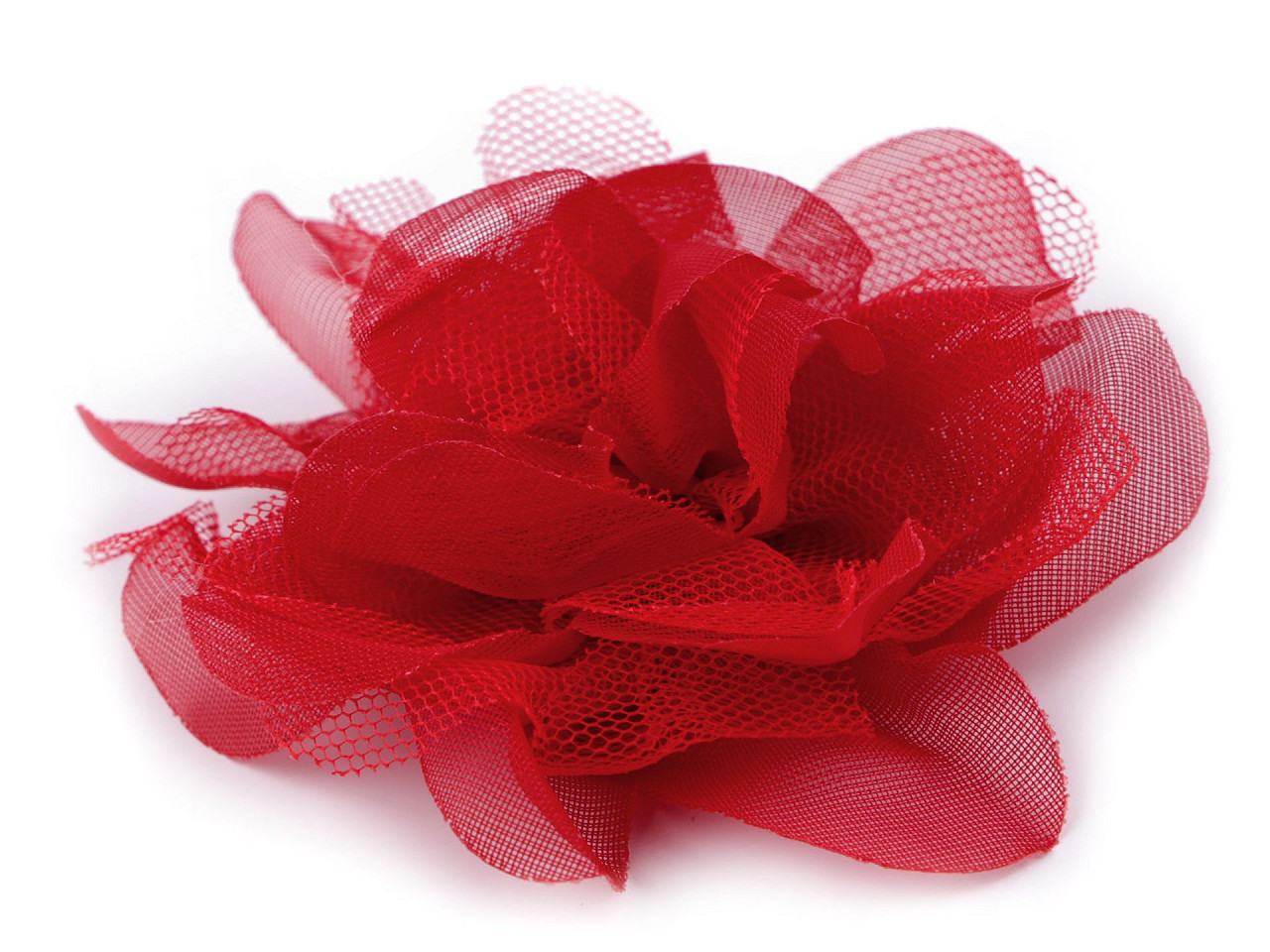 Chiffon flower Ø9 cm, red, 10 pcs