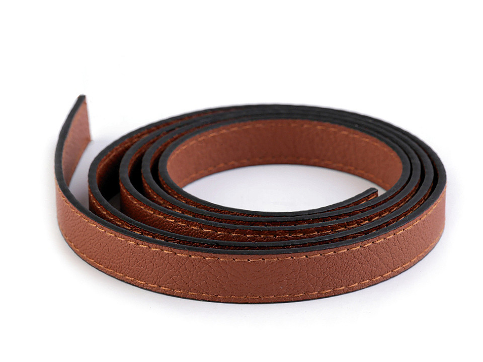 Imitation Leather Handle Strap - Stitched, cognac brown, 2 pcs