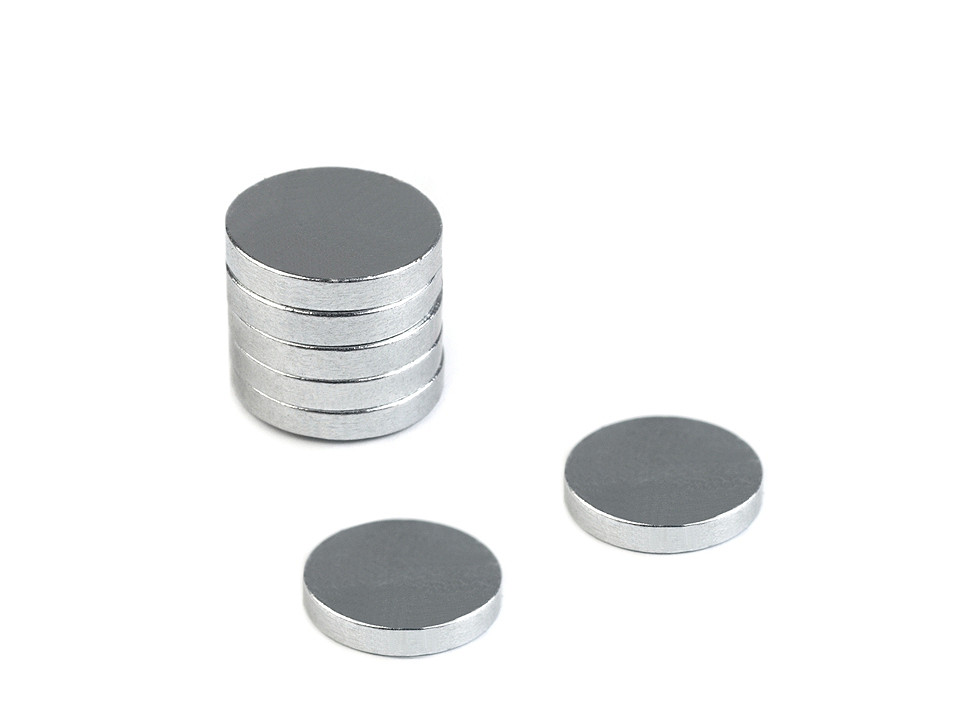 Magnet Ø10 mm, nickel, 5 pcs