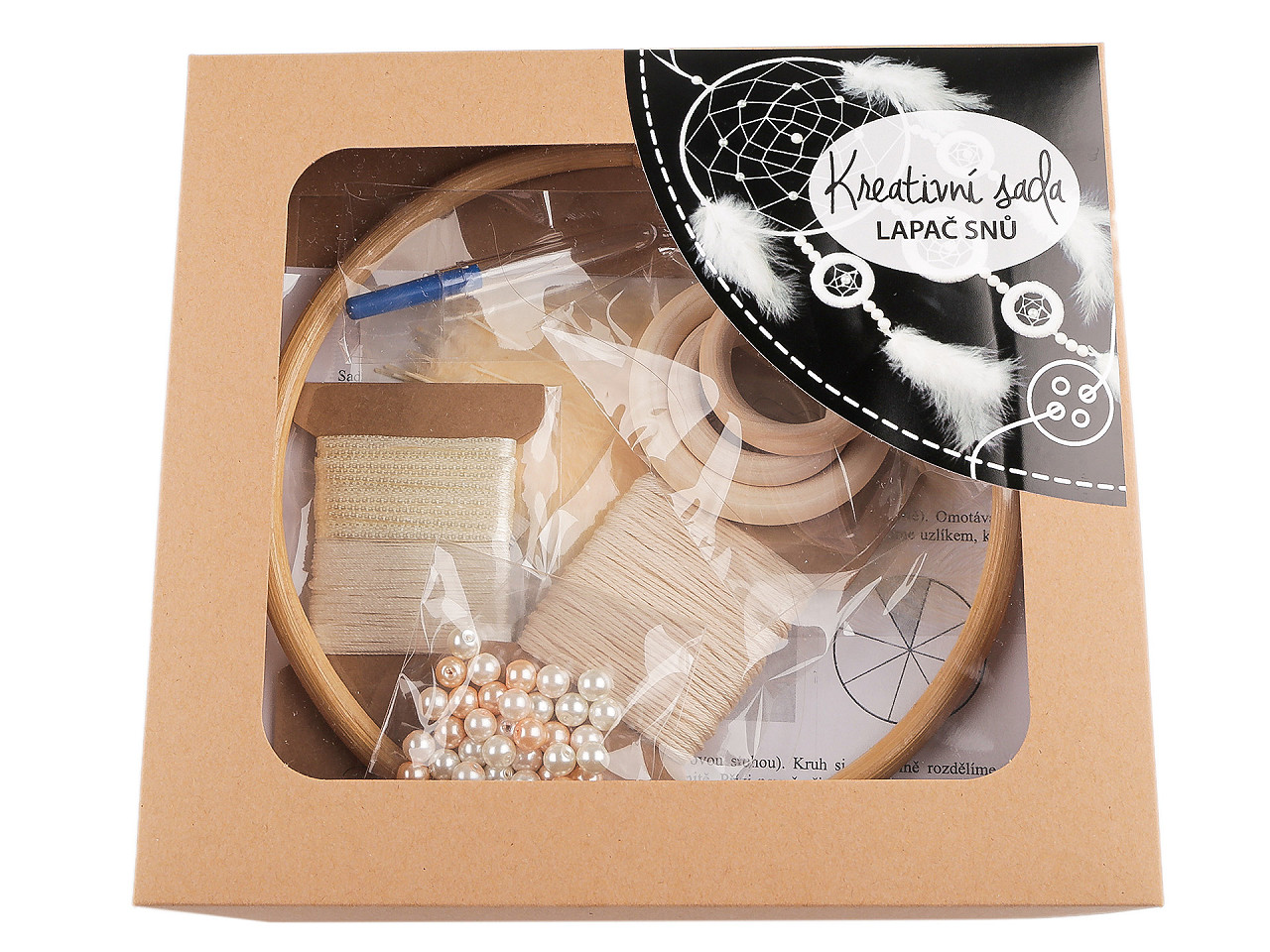 Kreativní sada lapač snů Ø20 cm, střední, 2 bílá