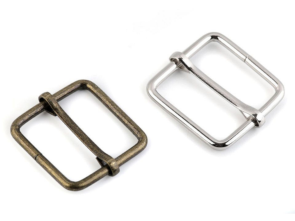 Posunovač na popruhy šíře 26 mm čtvercový, malé, 2 staromosaz