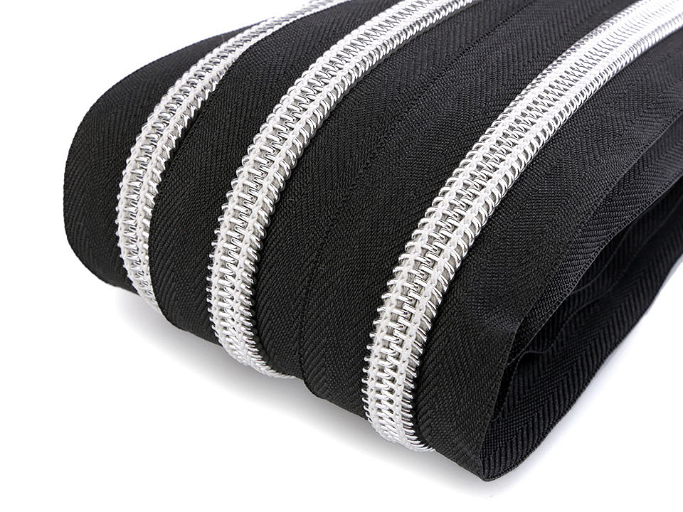 Zips špirálový so striebornými zúbkami No 10 metráž